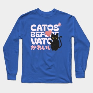 Catos before vatos - cute black cat Long Sleeve T-Shirt